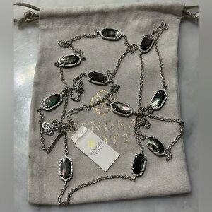 NWT Kendra Scott Retired Kellie Black Mother of Pearl Silver Necklace